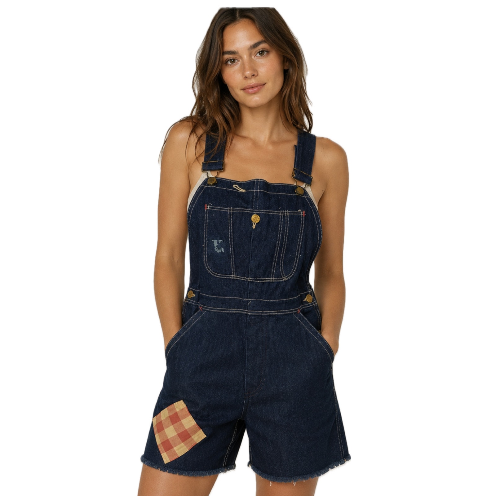 Vintage 1940s Blue Bell Denim Short Overalls Shortalls Patched Workwear Xs -